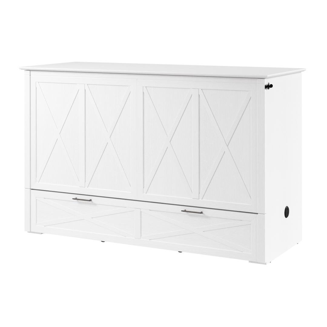 65W Queen Murphy Cabinet Bed with Pullout Drawer and Mattress