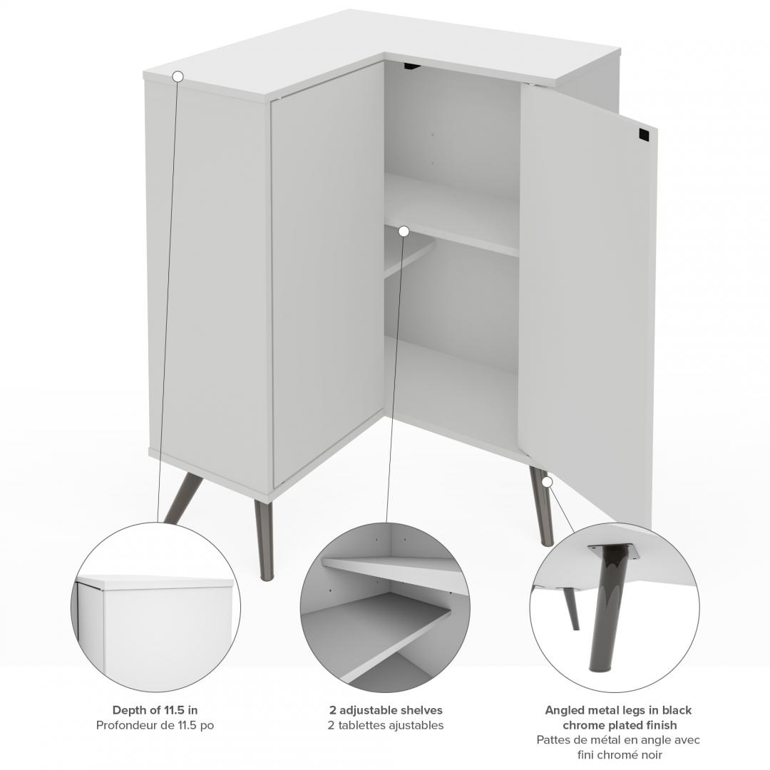 Bestar Krom Corner Storage Cabinet in White