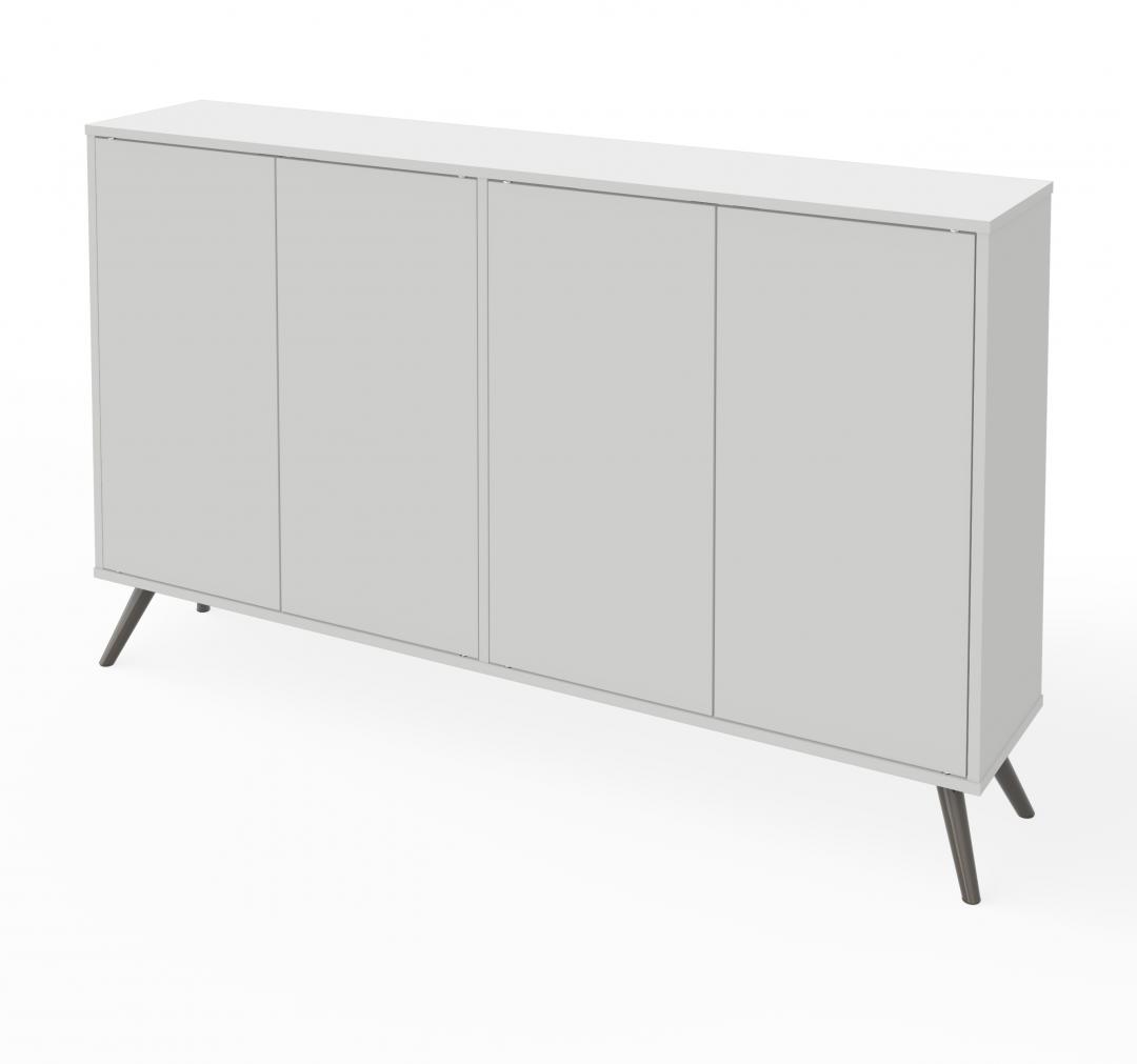 20W Narrow Storage Cabinet with Doors, Drawers and Pull-Out Shelf in White & Walnut Grey by Bestar