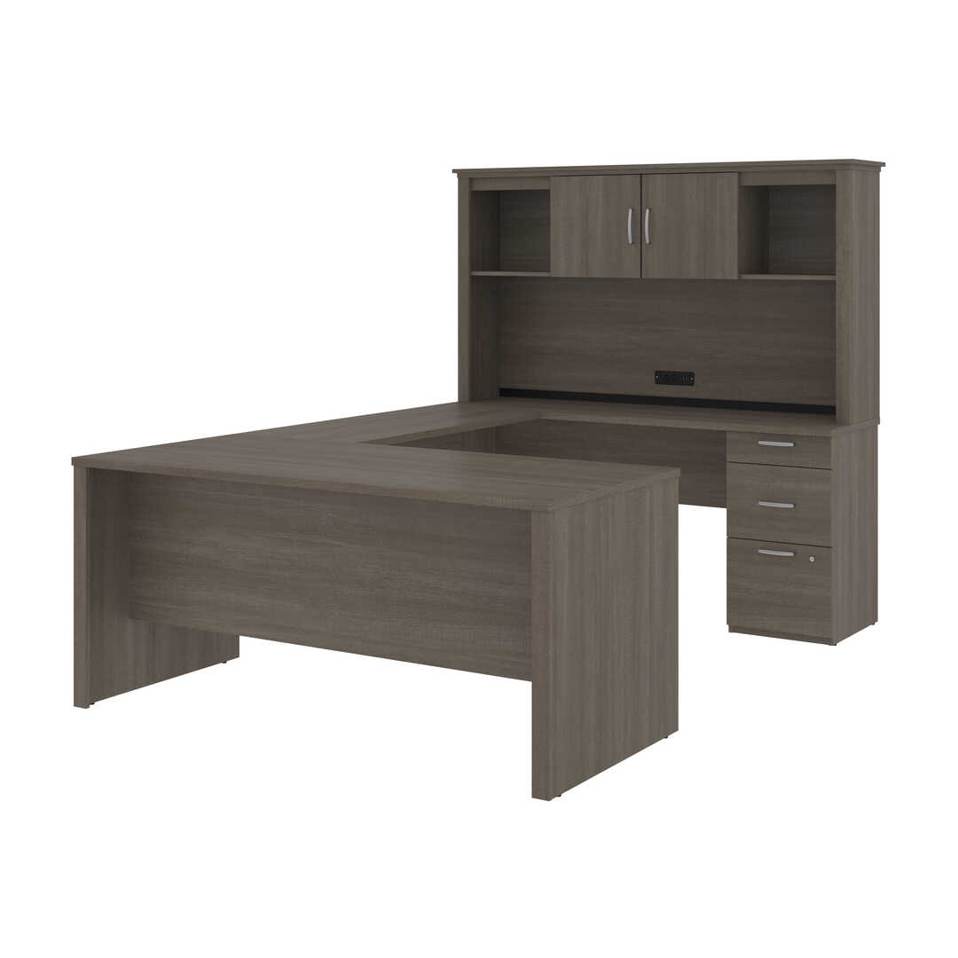 Gematigd Worden Sneeuwwitje 66W U or L-Shaped Executive Office Desk with Pedestal and Hutch Collection  Logan | Bestar