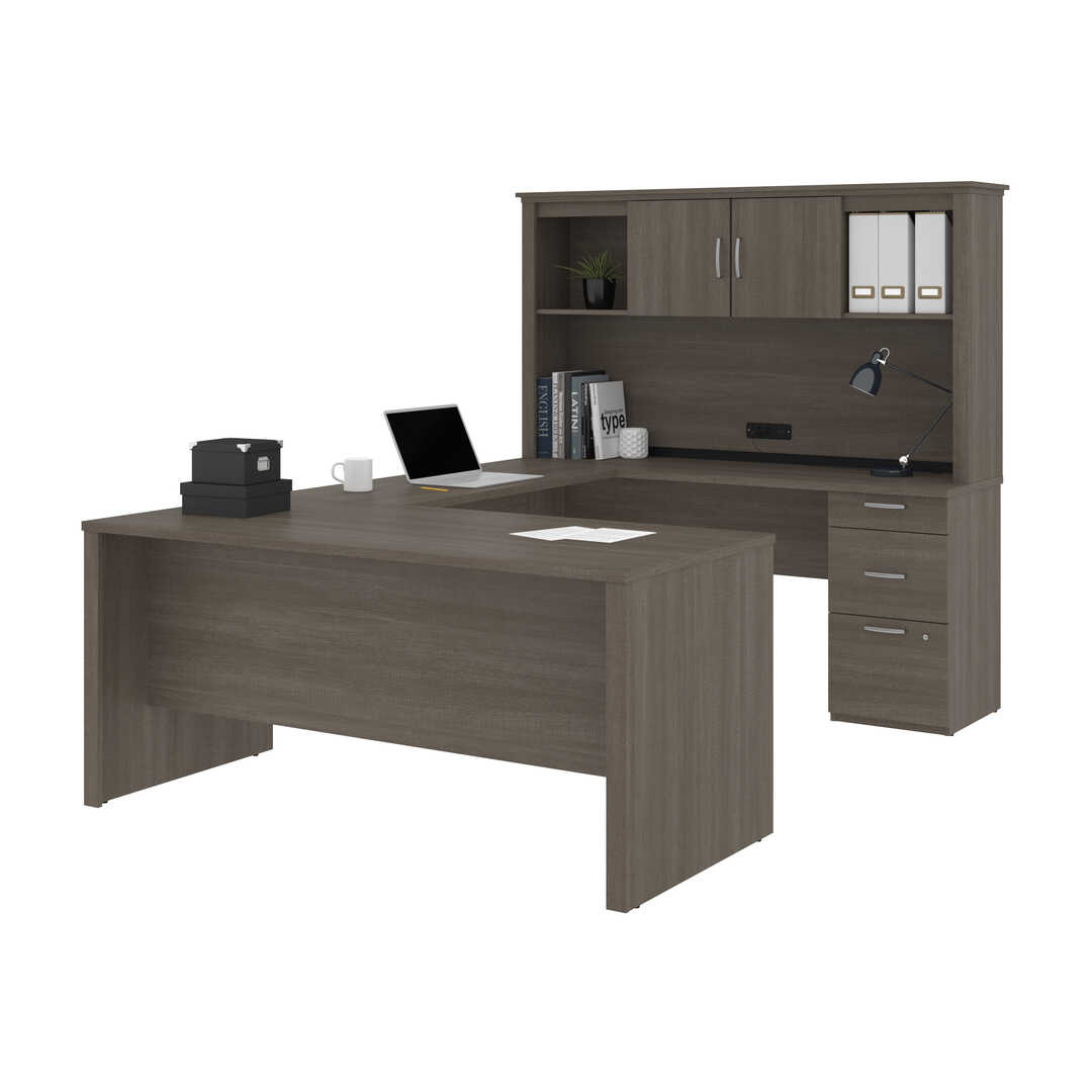 Bestar Logan U Shaped Desk White Chocolate