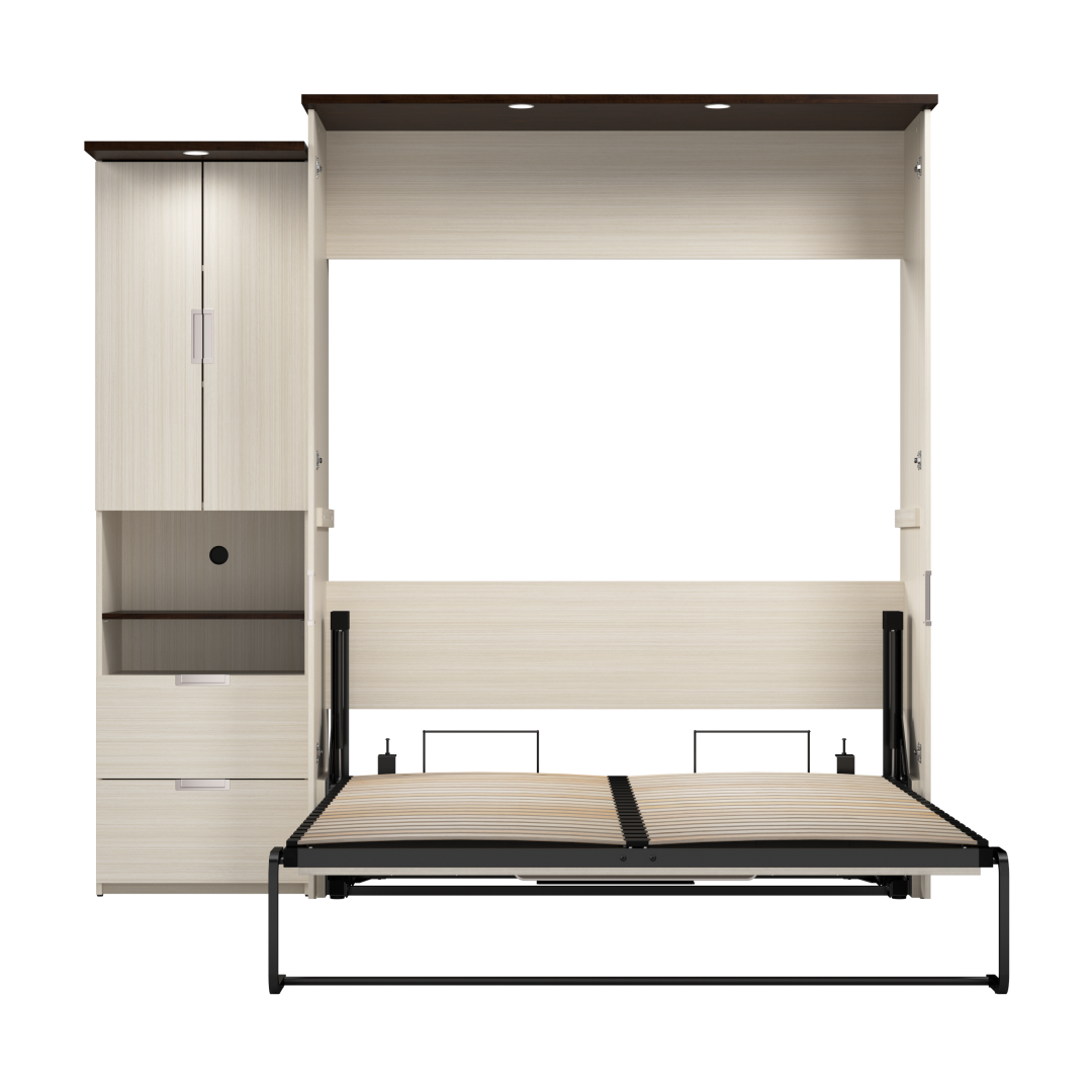 Lumina 91W Queen Murphy Bed with Storage Cabinet