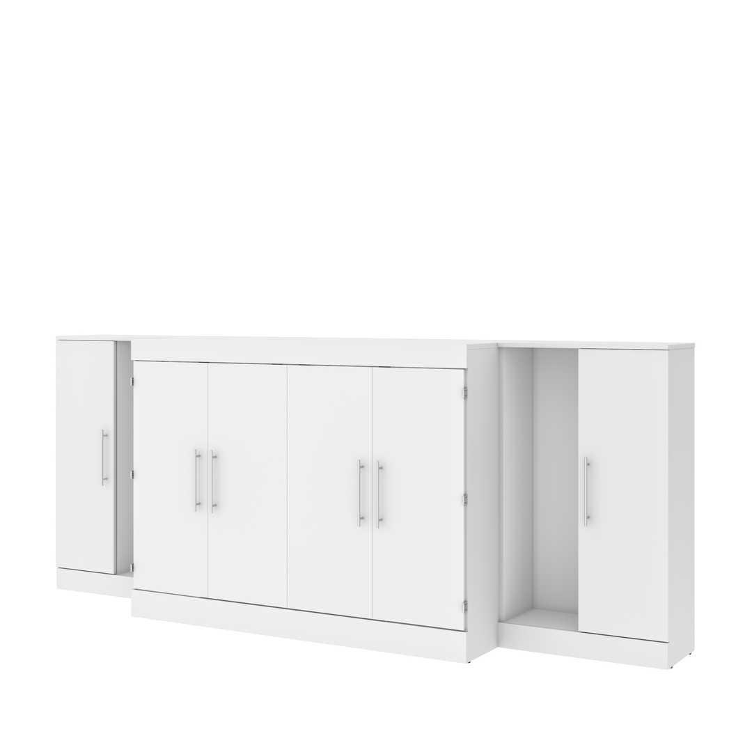 3-Piece Set Including One Full Cabinet Bed with Mattress and Two 26″ Storages Unit for Cabinet Beds