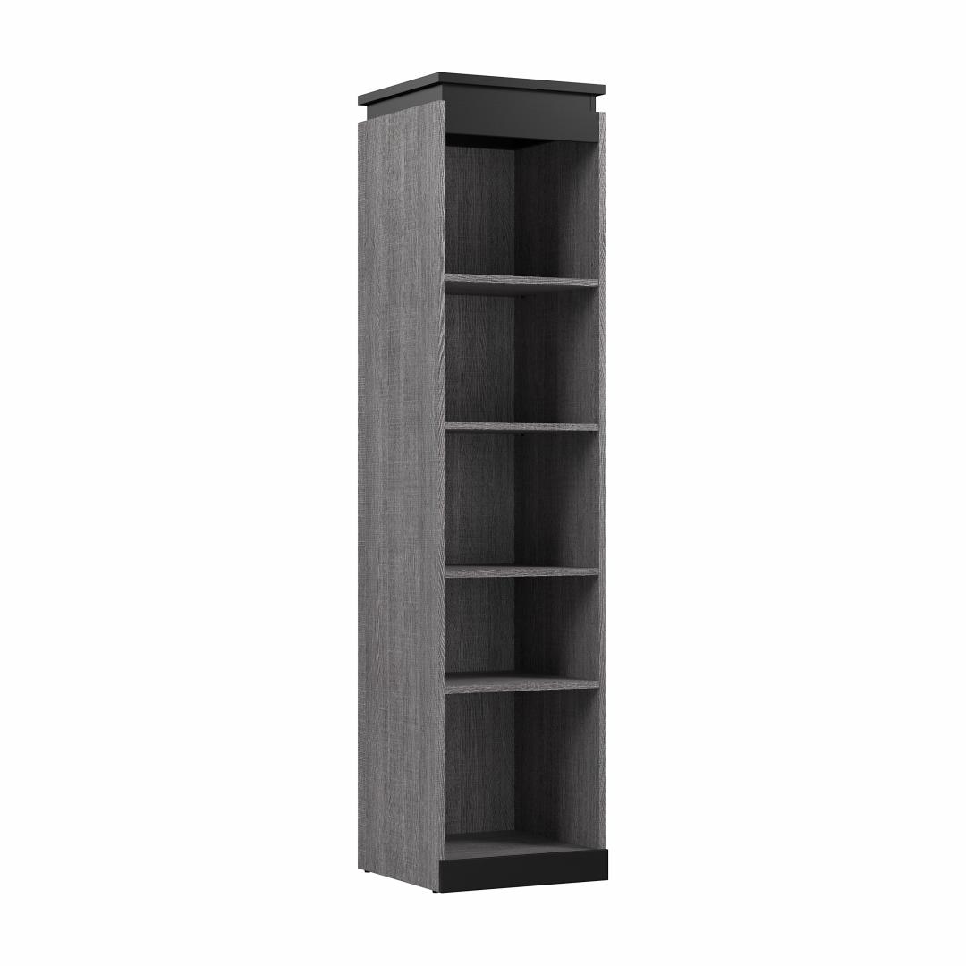 20W Narrow Storage Cabinet with Doors, Drawers and Pull-Out Shelf in White & Walnut Grey by Bestar