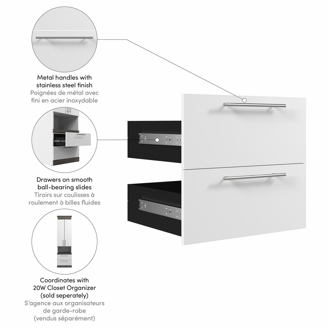 20W Narrow Storage Cabinet with Doors, Drawers and Pull-Out Shelf in Bark Gray & Graphite by Bestar