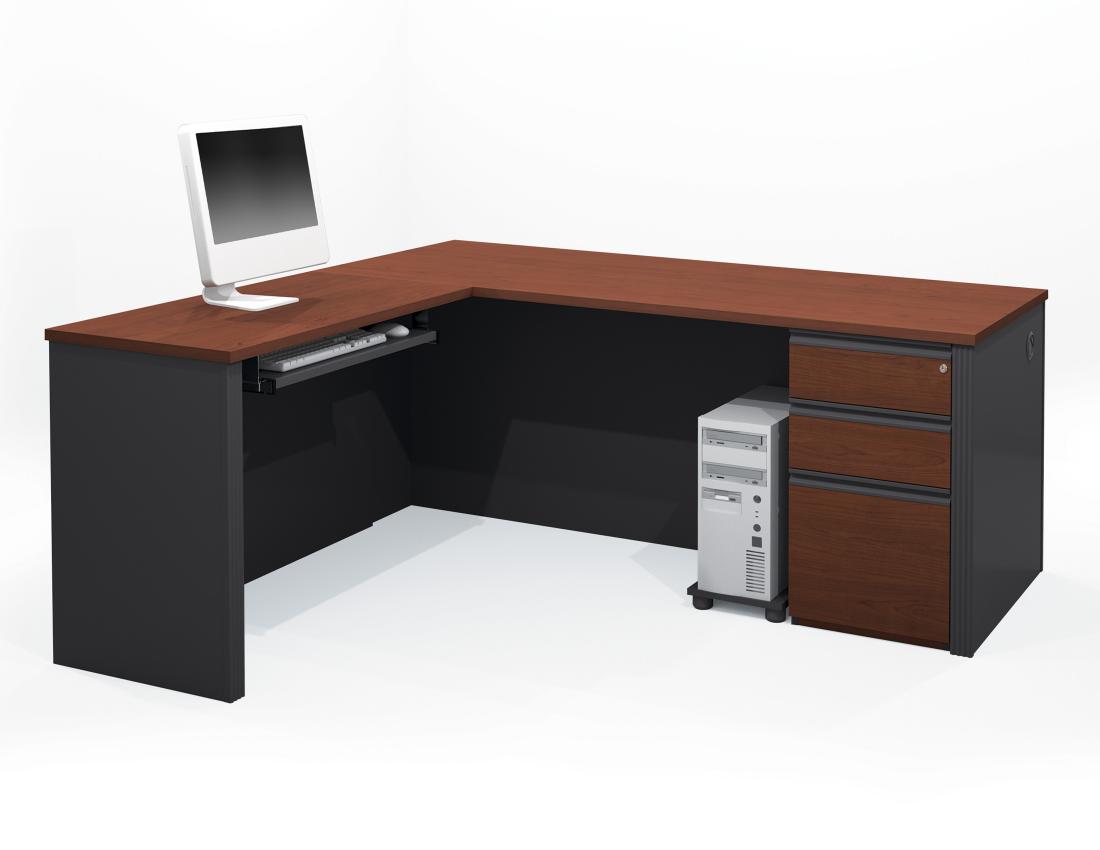 L-Shaped Desk with Assembled Pedestal
