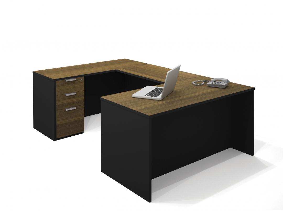 U-Shaped Executive Desk with Assembled Pedestal