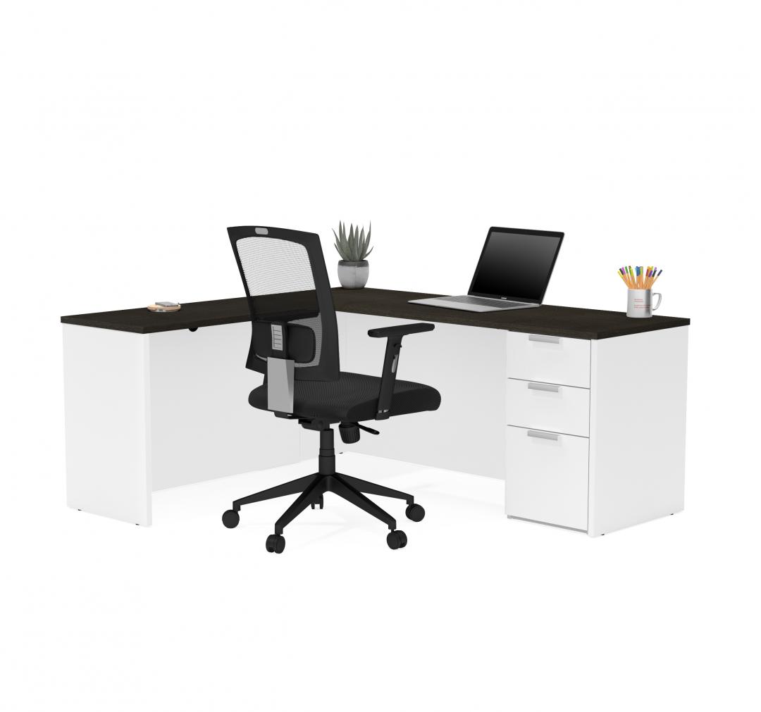 72W L-Shaped Desk with Pedestal