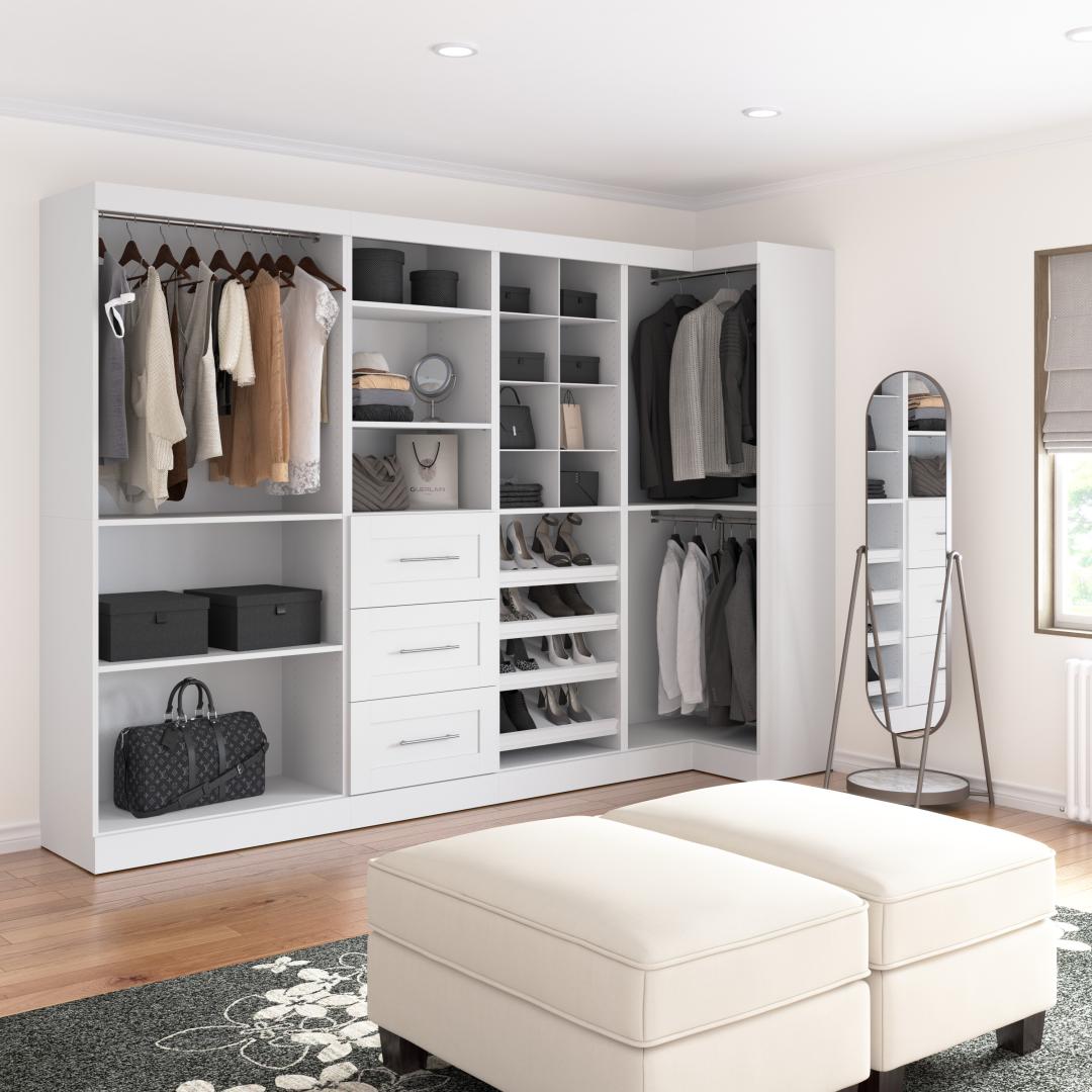 Bestar Pur 83W Walk-In Closet Organizer in bark grey