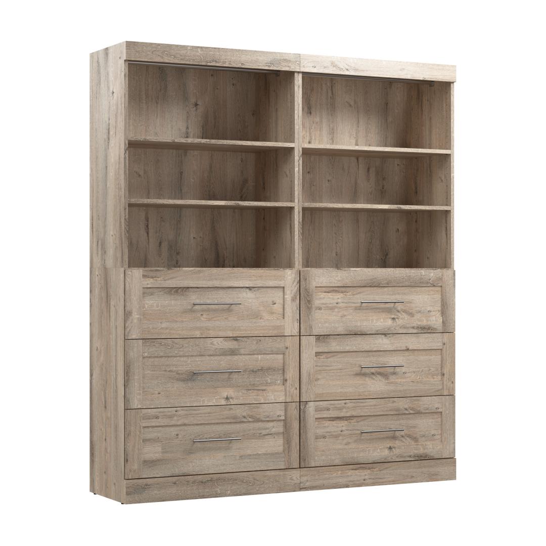 72W Closet Organizer with Drawers in Linen White Oak by Bestar