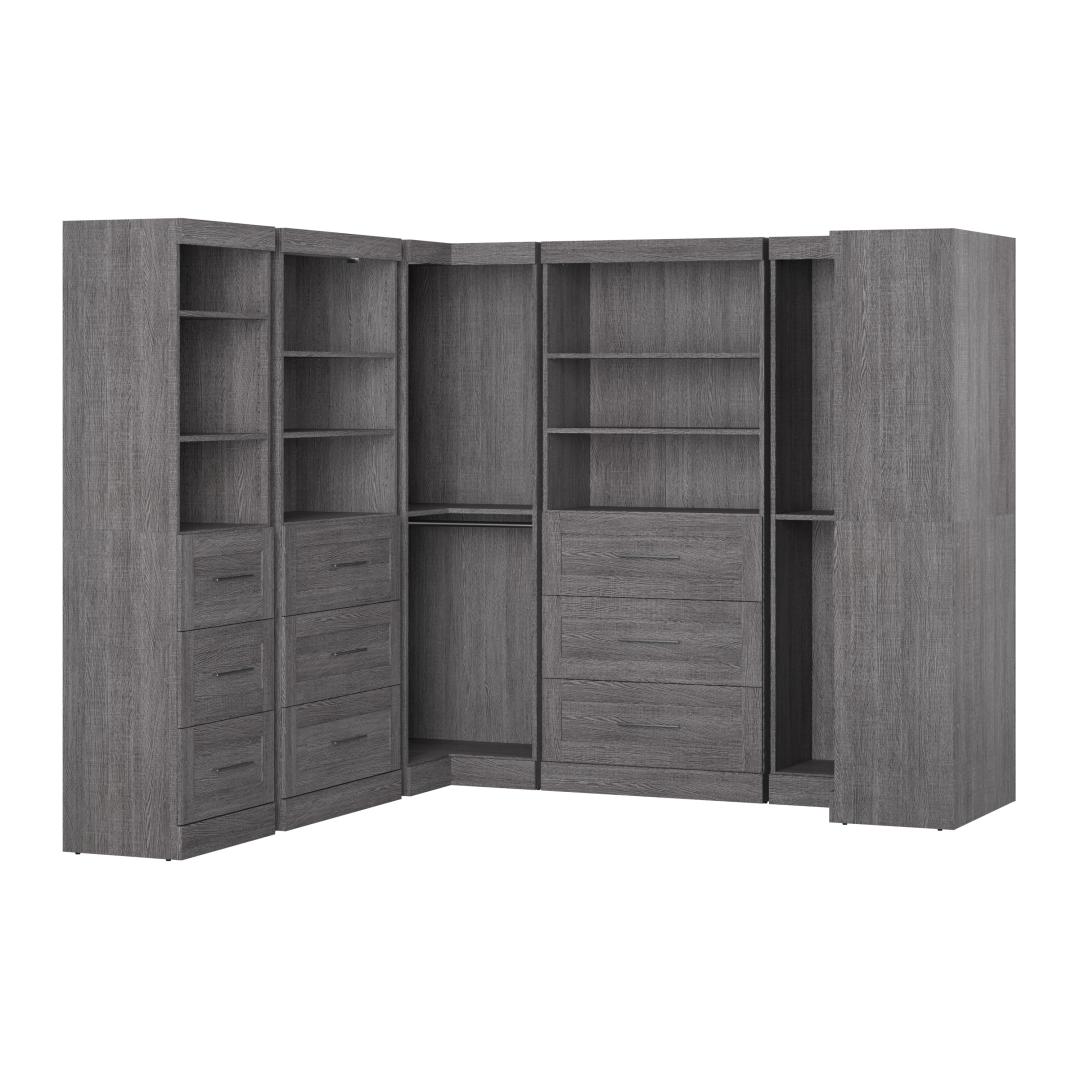 Bestar Pur Corner Closet Organizer, 33W, Bark Grey