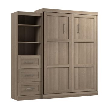 Queen Murphy Bed and Shelving Unit with Drawers (90W)