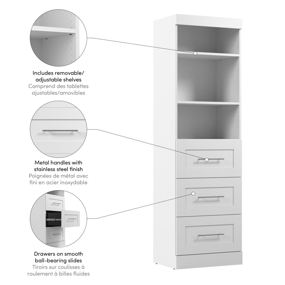 Bestar Versatile 25 Engineered Wood 3-Drawer Set for Organizer in Platinum Gray - 40170-000071