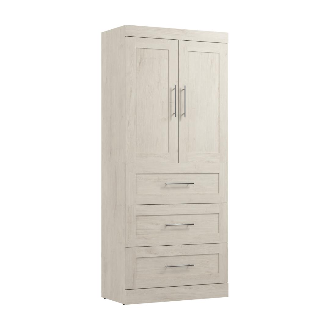 36W Closet Organizer with Drawers in Linen White Oak by Bestar