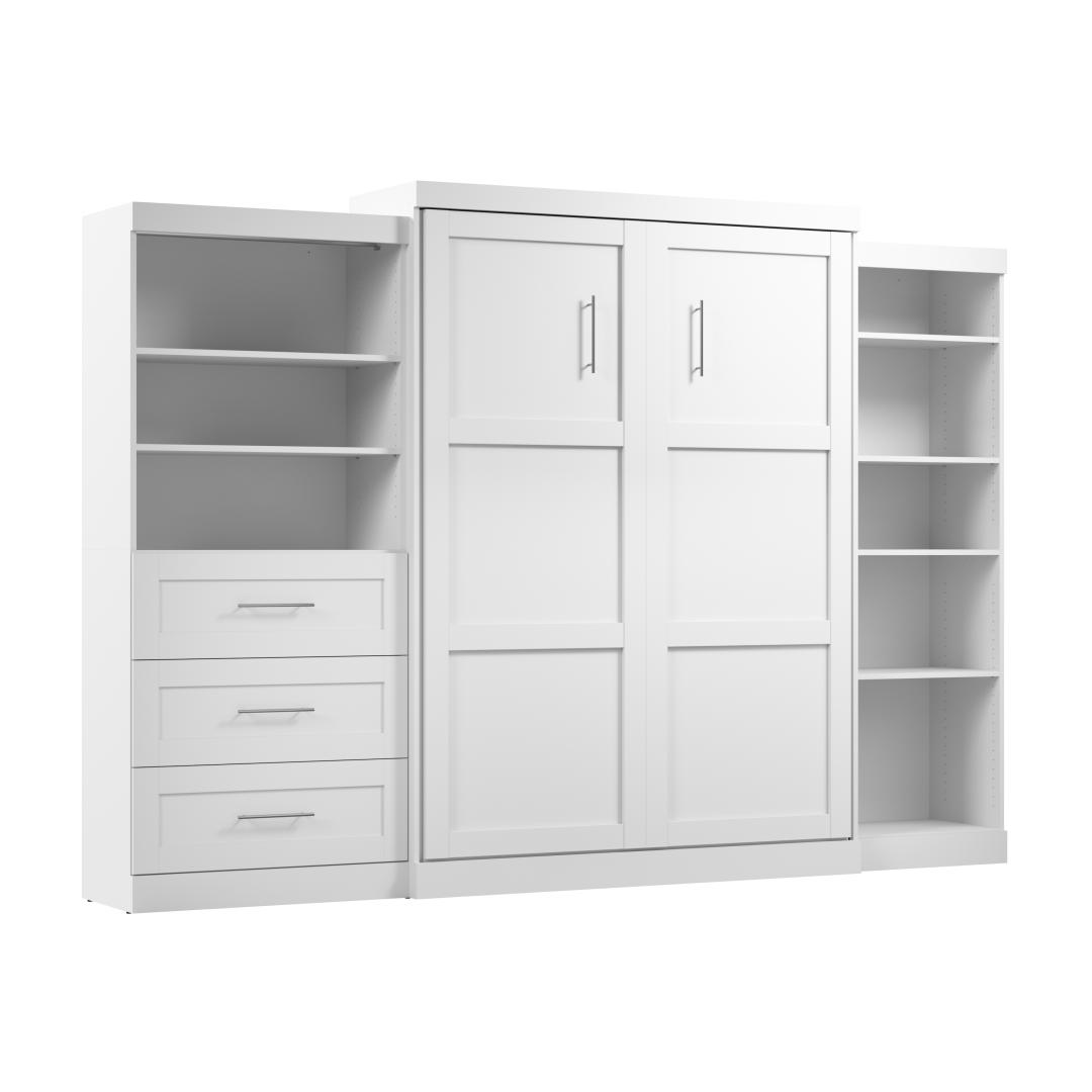 Queen Murphy Bed with Shelving and Drawers (126W)