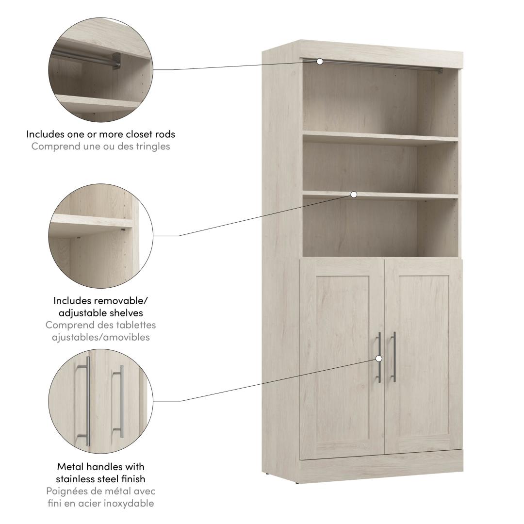 36W Closet Storage Cabinet in Linen White Oak by Bestar