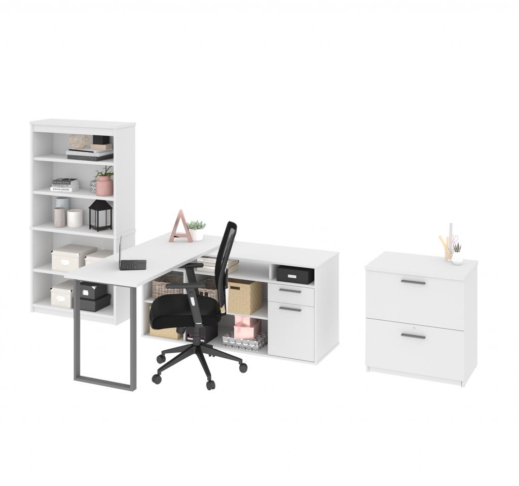 60W L-Shaped Desk with Storage