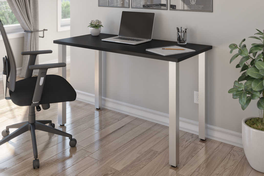 Universel by Bestar 24“ x 48“ Table Desk with Square Metal Legs