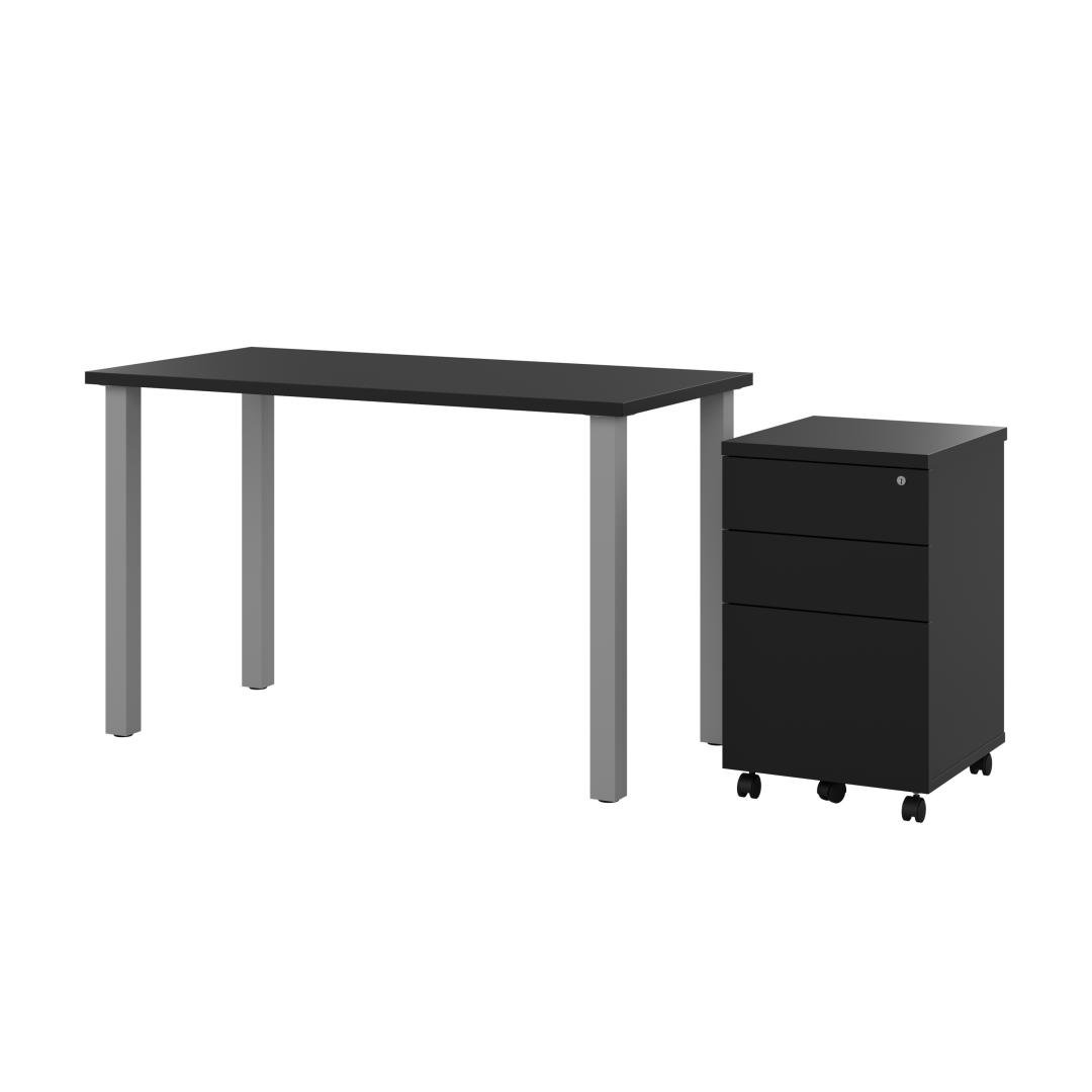 48W x 24D Table Desk with Assembled Mobile Pedestal