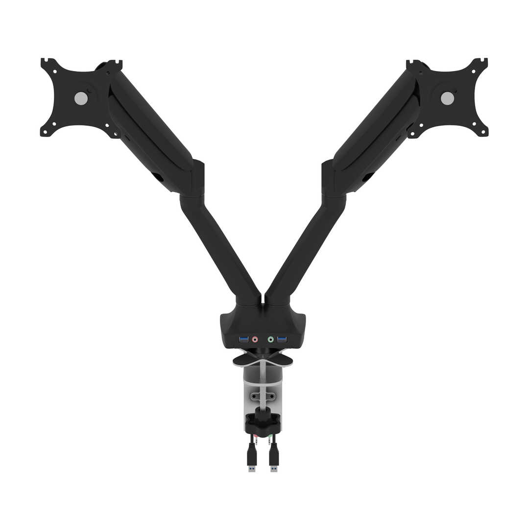Dual Monitor Arm with Pistons