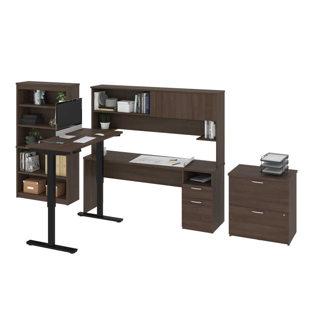 Credenza Desk with Lateral Filing Cabinet and Ottoman 106 x 24