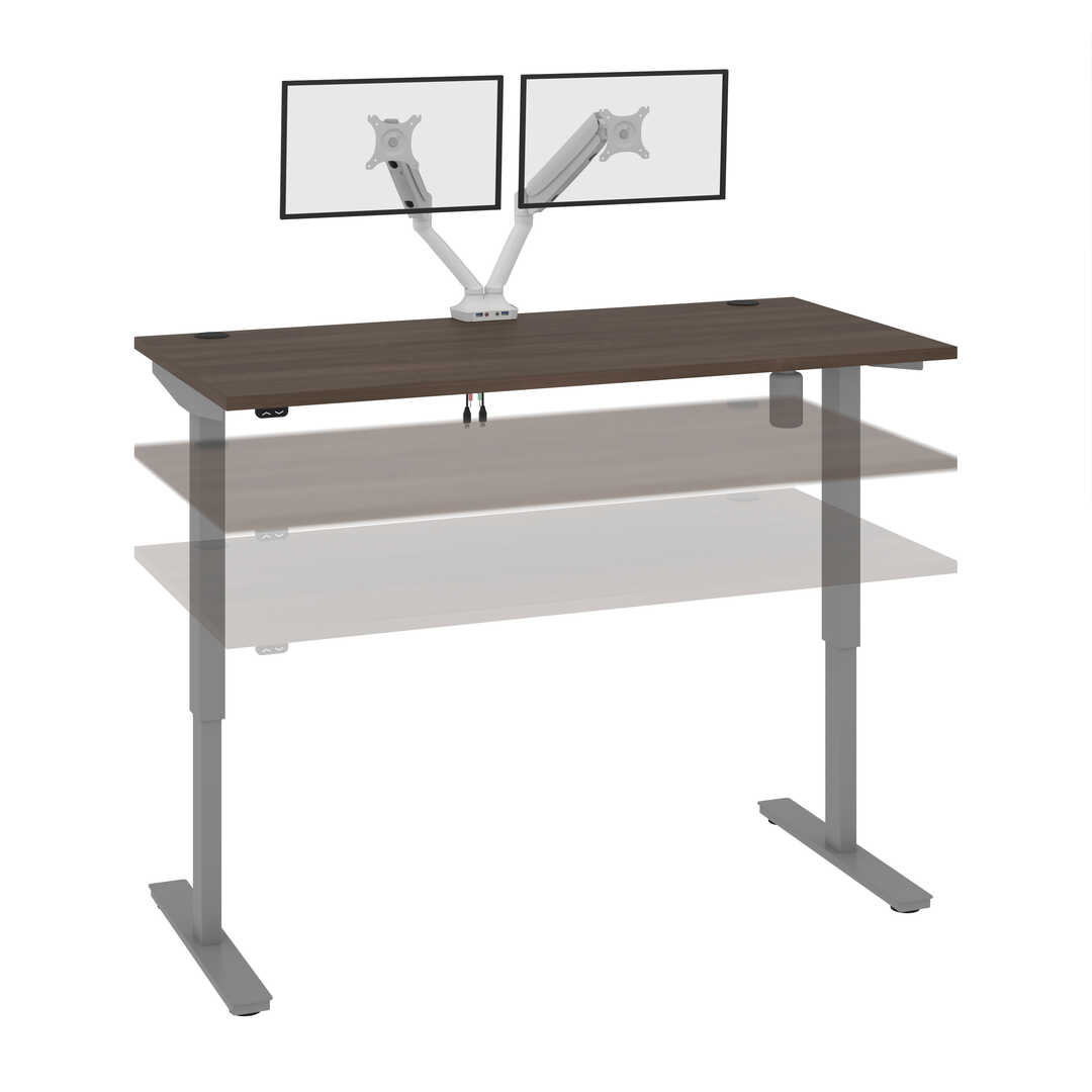 Corner Upstand L-Shaped Electric Standing Desk By Bestar with Dual Monitor