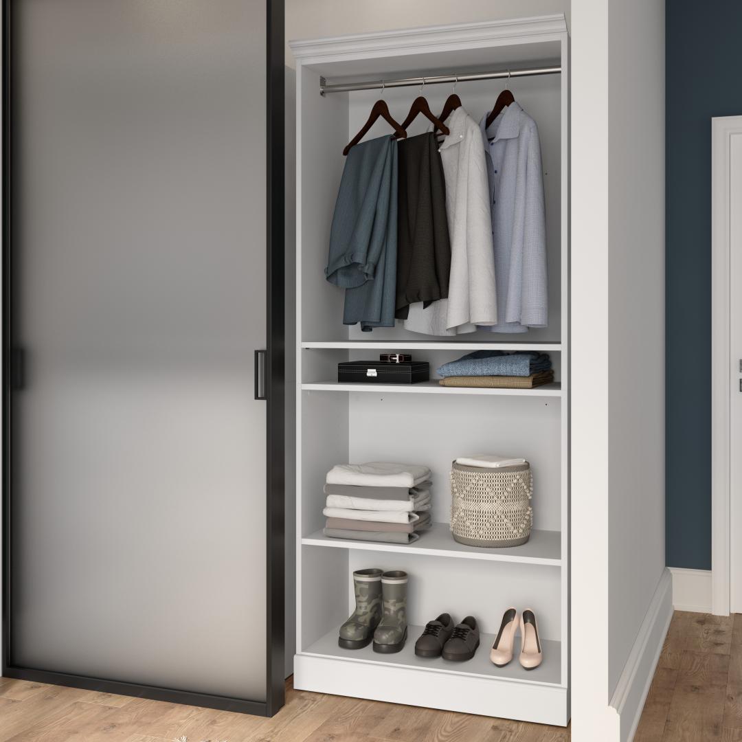 Versatile 86W Closet Organizer with Drawers by Bestar - White