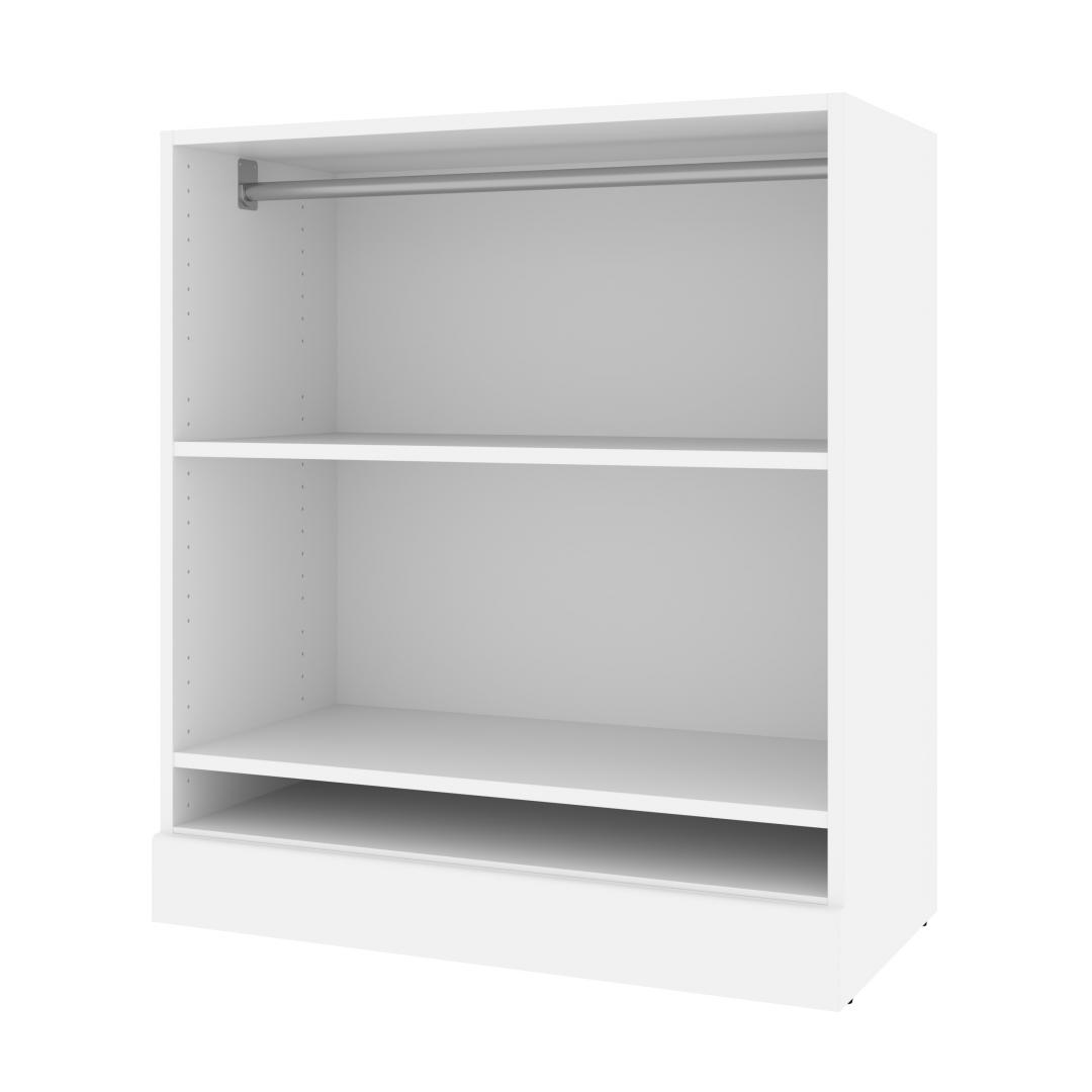 20W Narrow Storage Shelf for Bedroom in White & Walnut Grey by Bestar