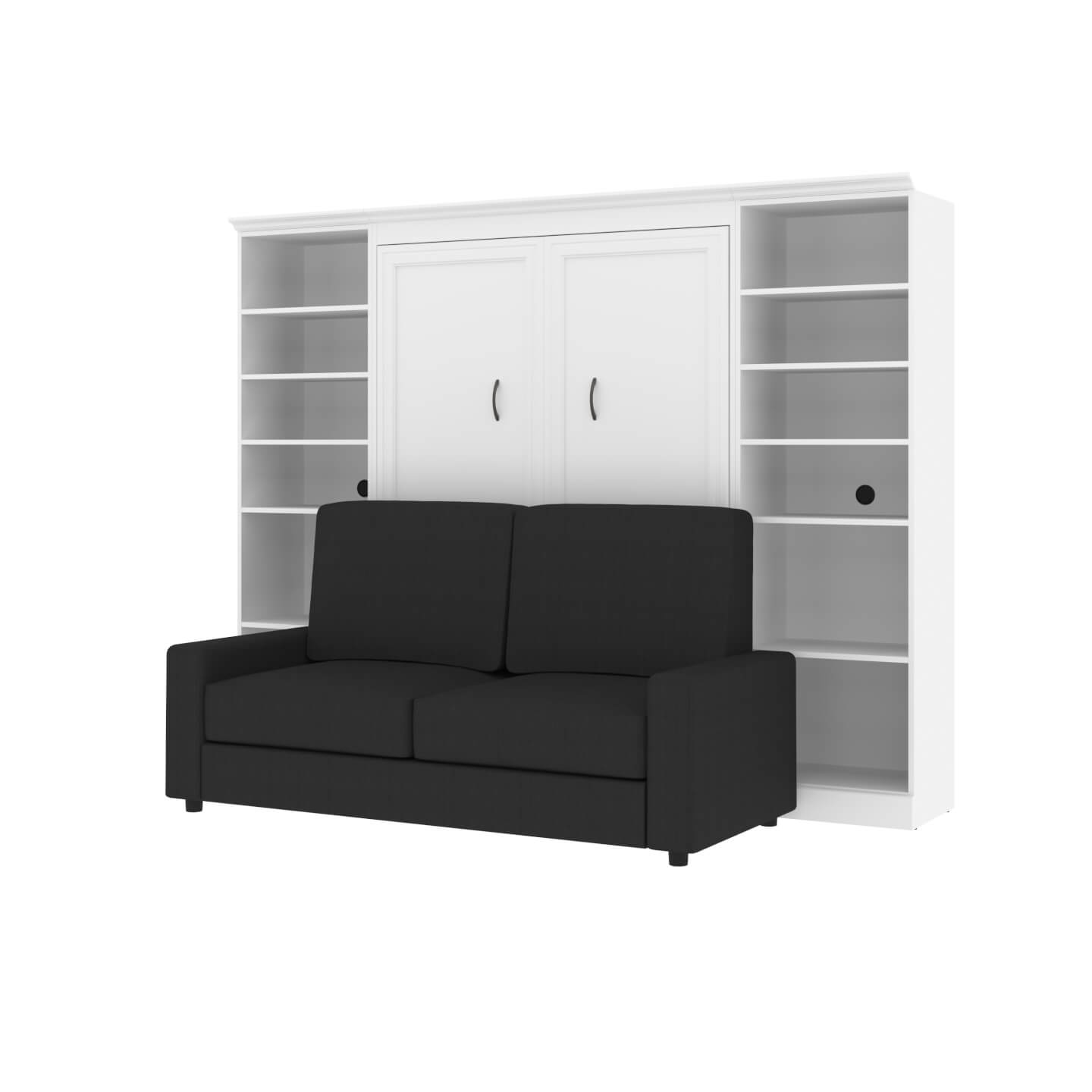 Full Murphy Bed with Sofa and Shelving Units (109W)