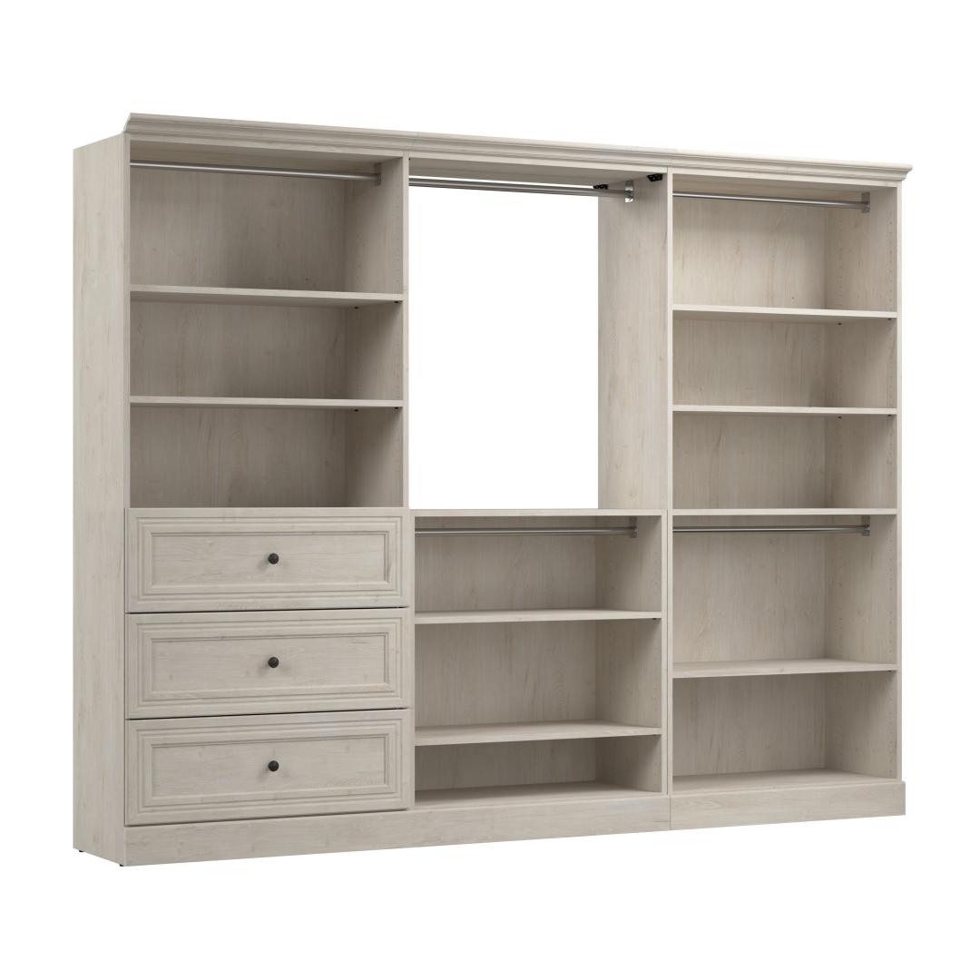 Bestar Versatile 36W Corner Closet Organizer in Linen White Oak