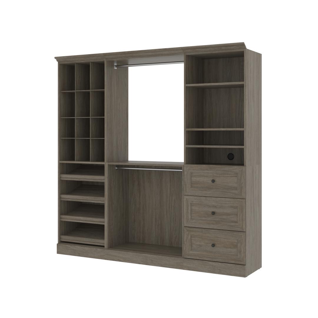 Bestar Pur 86 Closet Organizer with 6-Drawer in Rustic Brown