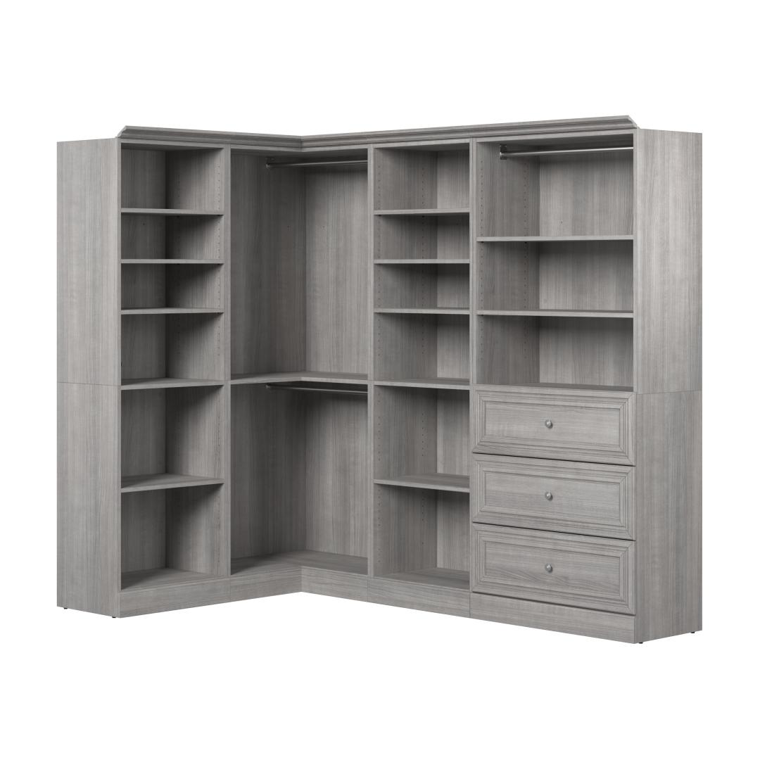 Bestar Versatile 86 Engineered Wood Closet Organizer with Drawers in White - 40954-000134