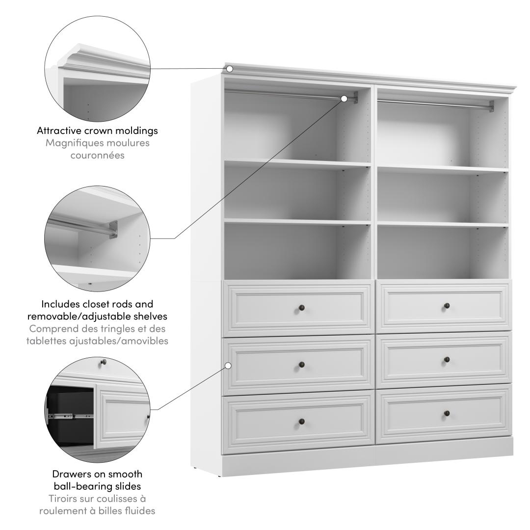 72W Closet Organizer with Drawers in Linen White Oak by Bestar