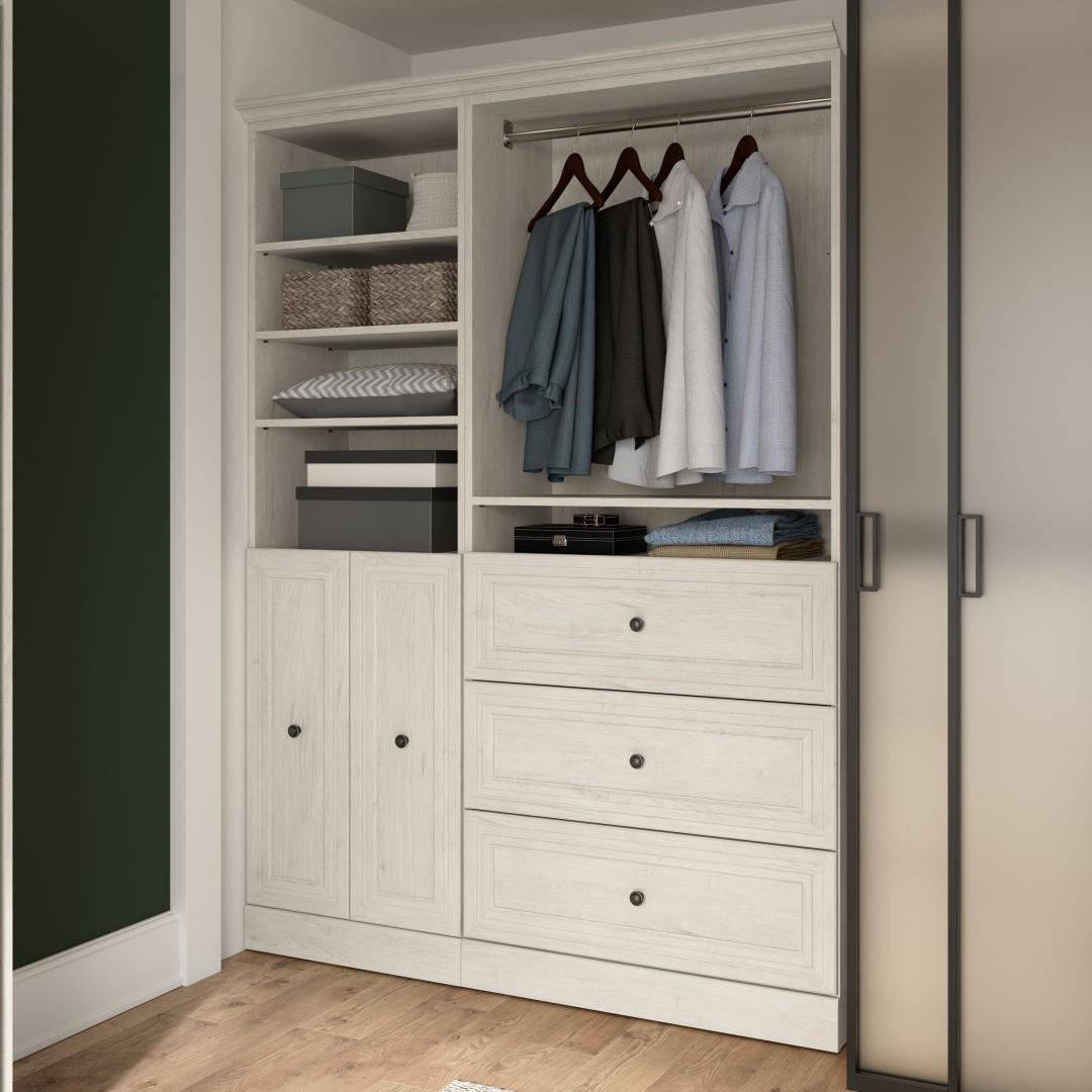 36W Closet Organizer with Drawers in Linen White Oak by Bestar