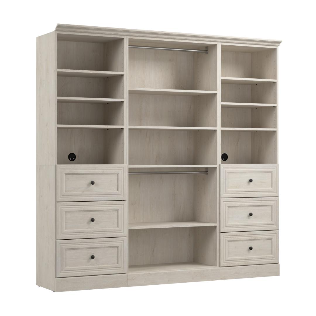 Bestar Versatile 86 Engineered Wood Closet Organizer with Drawers in White - 40954-000134