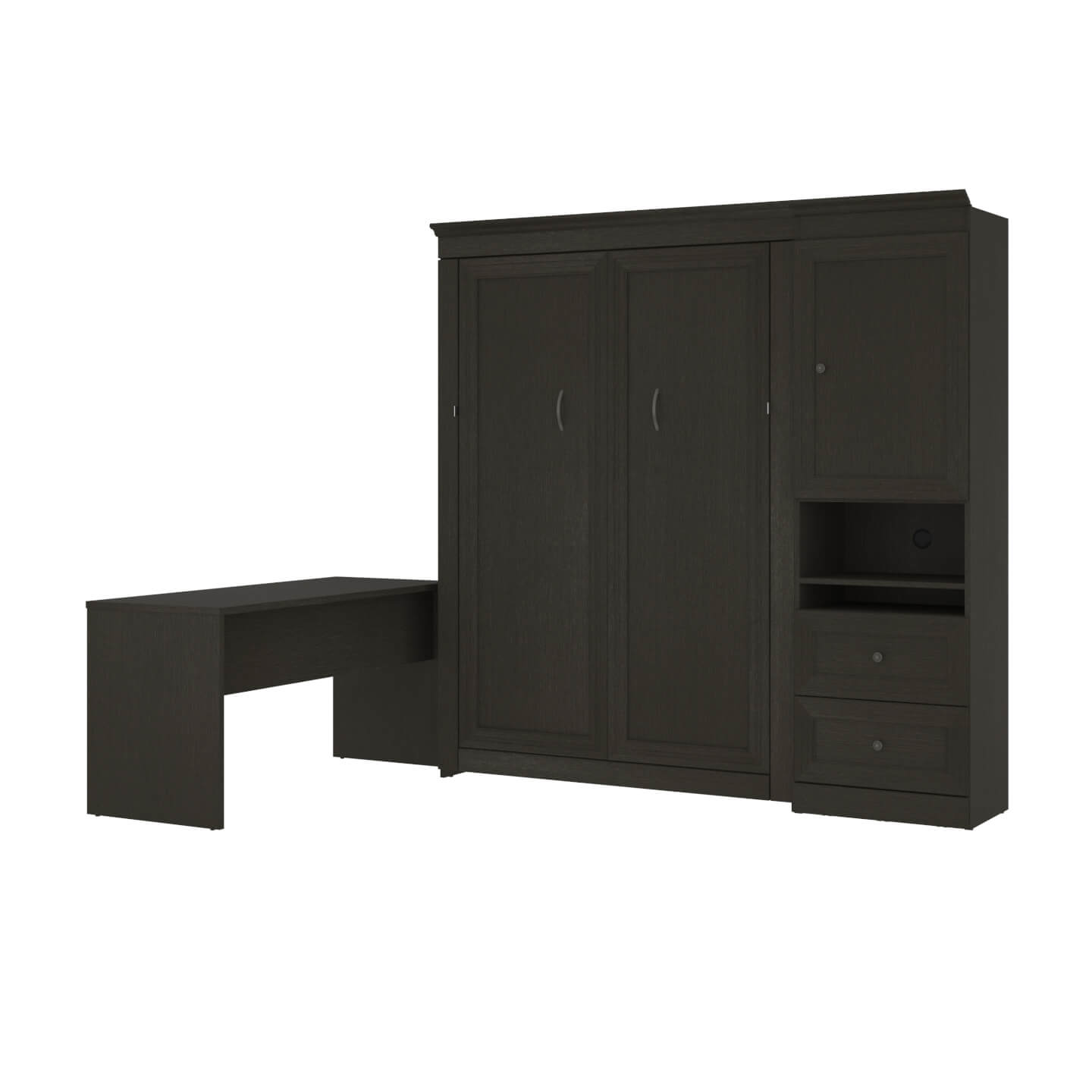 Full Murphy Bed and 1 Storage Unit with Mobile Nightstand and Desk (137”)