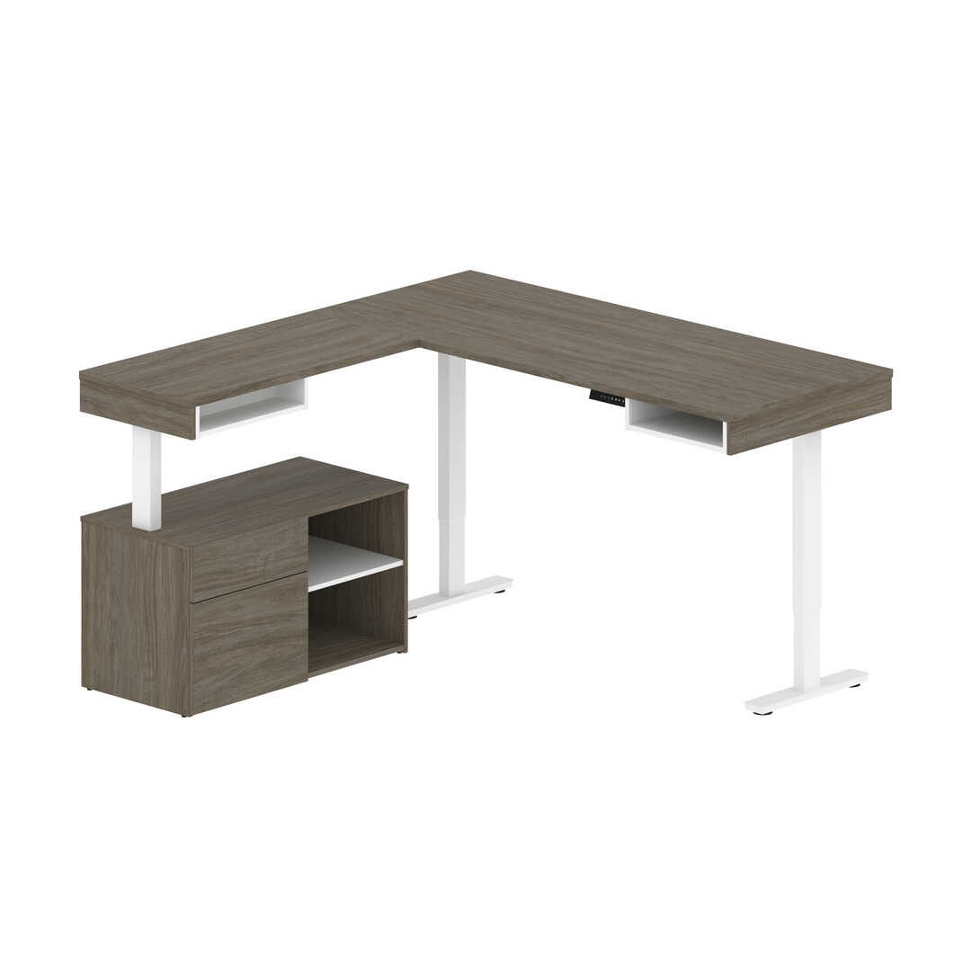 72W L-Shaped Standing Desk with Credenza