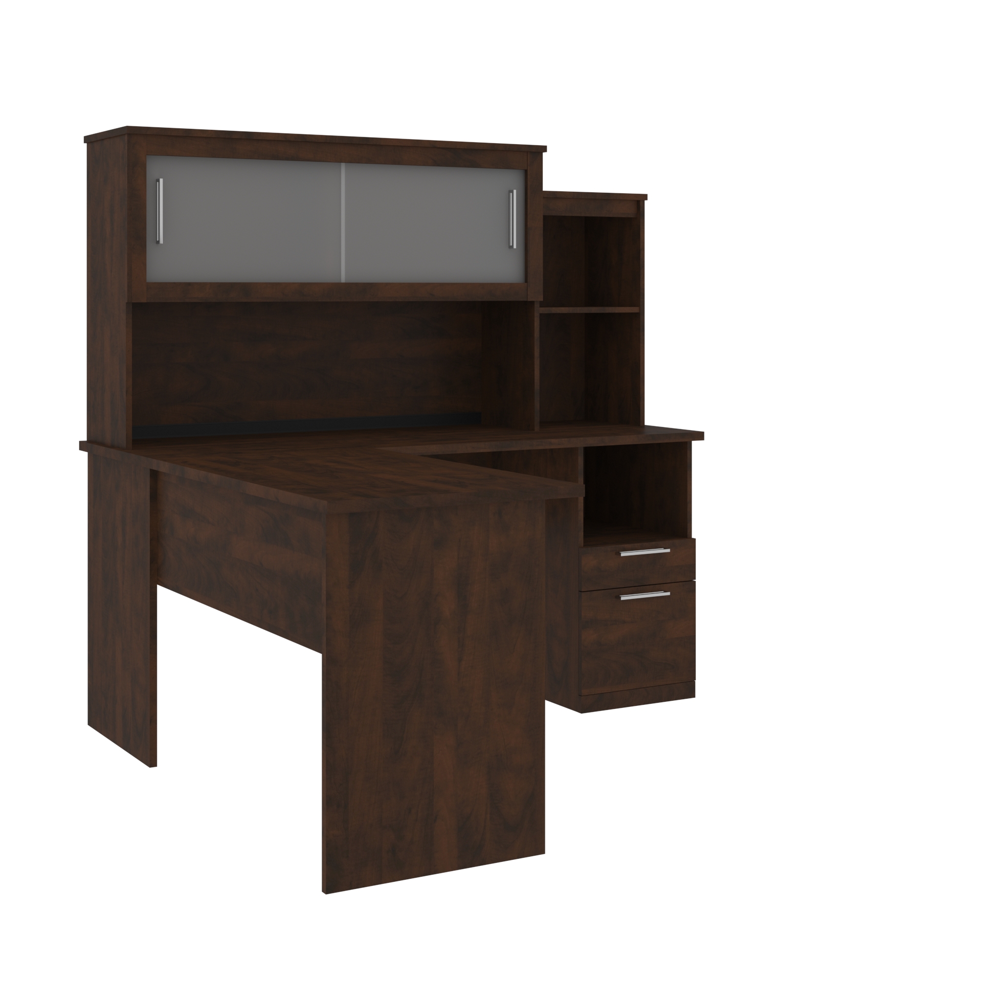 Dayton Executive LShaped Desk with Pedestal and Hutch Bestar